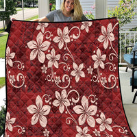 Plumeria Floral Tapa Pattern Oxblood Red Quilt LT01 Red - Polynesian Pride