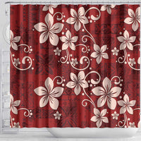 Plumeria Floral Tapa Pattern Oxblood Red Shower Curtain LT01 - Polynesian Pride