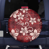Plumeria Floral Tapa Pattern Oxblood Red Spare Tire Cover
