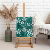 Plumeria Floral Tapa Pattern Crystal Teal Canvas Wall Art LT01 - Polynesian Pride