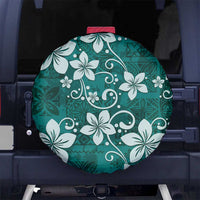 Plumeria Floral Tapa Pattern Crystal Teal Spare Tire Cover