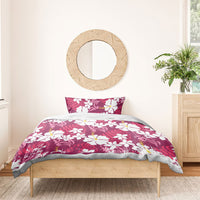 Pink Hawaiian Hibiscus Monstera Bedding Set Grunge Stylized LT01 - Polynesian Pride
