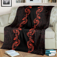 Hawaii Japan Koi Fish Red Blanket Tapa Pattern - Polynesian Pride