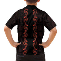 Hawaii Japan Koi Fish Red Family Matching Off Shoulder Maxi Dress and Hawaiian Shirt Tapa Pattern LT01 - Polynesian Pride
