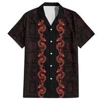 Hawaii Japan Koi Fish Red Family Matching Off Shoulder Short Dress and Hawaiian Shirt Tapa Pattern LT01 Dad's Shirt - Short Sleeve Red - Polynesian Pride