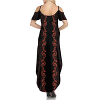 Hawaii Japan Koi Fish Red Family Matching Summer Maxi Dress and Hawaiian Shirt Tapa Pattern LT01 - Polynesian Pride
