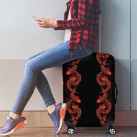 Hawaii Japan Koi Fish Red Luggage Cover Tapa Pattern - Polynesian Pride