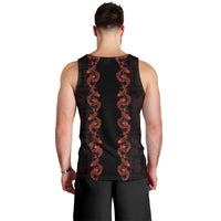 Hawaii Japan Koi Fish Red Men Tank Top Tapa Pattern - Polynesian Pride