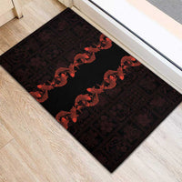 Hawaii Japan Koi Fish Red Rubber Doormat Tapa Pattern - Polynesian Pride