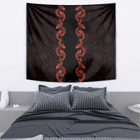 Hawaii Japan Koi Fish Red Tapestry Tapa Pattern - Polynesian Pride