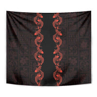 Hawaii Japan Koi Fish Red Tapestry Tapa Pattern - Polynesian Pride