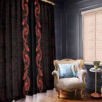 Hawaii Japan Koi Fish Red Window Curtain Tapa Pattern - Polynesian Pride