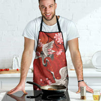 Hawaii Japan Cranes Sakura Flower Red Apron Japan Heritage Spirit - Polynesian Pride