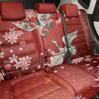 Hawaii Japan Cranes Sakura Flower Red Back Car Seat Cover Japan Heritage Spirit - Polynesian Pride