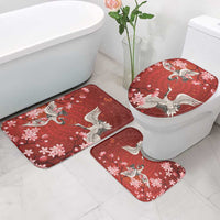 Hawaii Japan Cranes Sakura Flower Red Bathroom Set Japan Heritage Spirit - Polynesian Pride