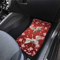Hawaii Japan Cranes Sakura Flower Red Car Mats Japan Heritage Spirit - Polynesian Pride
