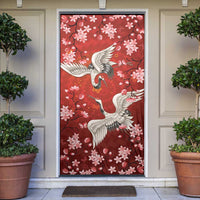 Hawaii Japan Cranes Sakura Flower Red Door Cover Japan Heritage Spirit - Polynesian Pride