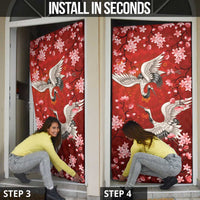Hawaii Japan Cranes Sakura Flower Red Door Cover Japan Heritage Spirit - Polynesian Pride
