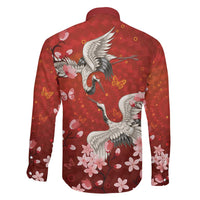 Hawaii Japan Cranes Sakura Flower Red Family Matching Puletasi and Hawaiian Shirt Japan Heritage Spirit LT01 - Polynesian Pride