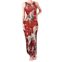 Hawaii Japan Cranes Sakura Flower Red Family Matching Tank Maxi Dress and Hawaiian Shirt Japan Heritage Spirit - Polynesian Pride