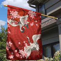 Hawaii Japan Cranes Sakura Flower Red Garden Flag Japan Heritage Spirit - Polynesian Pride