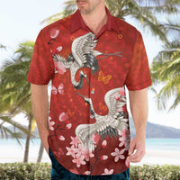 Hawaii Japan Cranes Sakura Flower Red Hawaiian Shirt Japan Heritage Spirit LT01 - Polynesian Pride