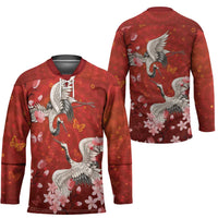 Hawaii Japan Cranes Sakura Flower Red Hockey Jersey Japan Heritage Spirit LT01 - Polynesian Pride