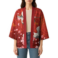 Hawaii Japan Cranes Sakura Flower Red Kimono Japan Heritage Spirit - Polynesian Pride