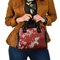 Hawaii Japan Cranes Sakura Flower Red Shoulder Handbag Japan Heritage Spirit - Polynesian Pride