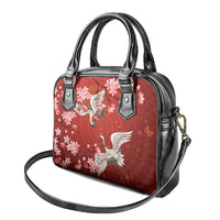 Hawaii Japan Cranes Sakura Flower Red Shoulder Handbag Japan Heritage Spirit - Polynesian Pride