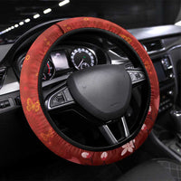 Hawaii Japan Cranes Sakura Flower Red Steering Wheel Cover Japan Heritage Spirit - Polynesian Pride