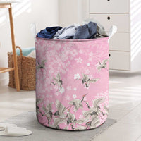 Cranes Sakura Floral Pink Pastel Laundry Basket Hawaii Japan Culture - Polynesian Pride