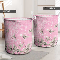 Cranes Sakura Floral Pink Pastel Laundry Basket Hawaii Japan Culture - Polynesian Pride