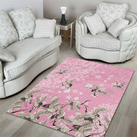 Cranes Sakura Floral Pink Pastel Area Rug Hawaii Japan Culture - Polynesian Pride