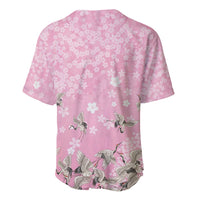 Cranes Sakura Floral Pink Pastel Baseball Jersey Hawaii Japan Culture - Polynesian Pride