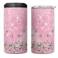 Cranes Sakura Floral Pink Pastel 4 in 1 Can Cooler Tumbler Hawaii Japan Culture - Polynesian Pride