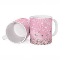 Cranes Sakura Floral Pink Pastel Ceramic Mug Hawaii Japan Culture - Polynesian Pride