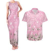 Cranes Sakura Floral Pink Pastel Couples Matching Tank Maxi Dress and Hawaiian Shirt Hawaii Japan Culture - Polynesian Pride
