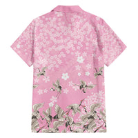 Cranes Sakura Floral Pink Pastel Family Matching Off Shoulder Maxi Dress and Hawaiian Shirt Hawaii Japan Culture - Polynesian Pride