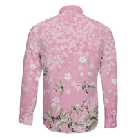 Cranes Sakura Floral Pink Pastel Family Matching Off Shoulder Short Dress and Hawaiian Shirt Hawaii Japan Culture LT01 - Polynesian Pride