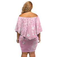 Cranes Sakura Floral Pink Pastel Family Matching Off Shoulder Short Dress and Hawaiian Shirt Hawaii Japan Culture LT01 - Polynesian Pride