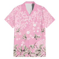 Cranes Sakura Floral Pink Pastel Family Matching Short Sleeve Bodycon Dress and Hawaiian Shirt Hawaii Japan Culture - Polynesian Pride