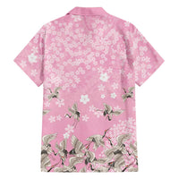 Cranes Sakura Floral Pink Pastel Family Matching Short Sleeve Bodycon Dress and Hawaiian Shirt Hawaii Japan Culture LT01 - Polynesian Pride