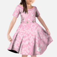Cranes Sakura Floral Pink Pastel Family Matching Tank Maxi Dress and Hawaiian Shirt Hawaii Japan Culture LT01 Daughter's Dress Pink - Polynesian Pride
