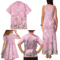 Cranes Sakura Floral Pink Pastel Family Matching Tank Maxi Dress and Hawaiian Shirt Hawaii Japan Culture - Polynesian Pride