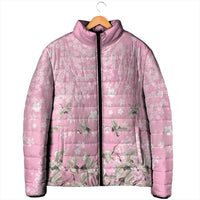 Cranes Sakura Floral Pink Pastel Padded Jacket Hawaii Japan Culture - Polynesian Pride