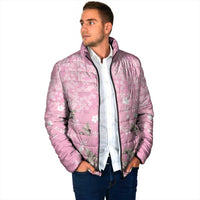 Cranes Sakura Floral Pink Pastel Padded Jacket Hawaii Japan Culture - Polynesian Pride