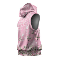Cranes Sakura Floral Pink Pastel Sleeveless Hoodie Hawaii Japan Culture LT01 - Polynesian Pride