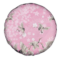 Cranes Sakura Floral Pink Pastel Spare Tire Cover Hawaii Japan Culture - Polynesian Pride