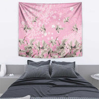 Cranes Sakura Floral Pink Pastel Tapestry Hawaii Japan Culture - Polynesian Pride